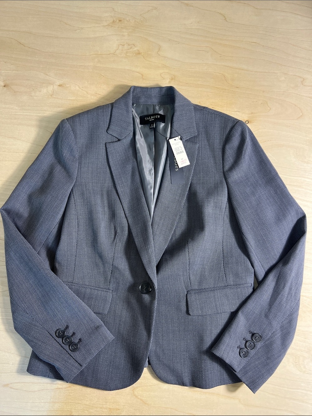 Talbots Women's Gray Textured Single-Button Blazer size 6P